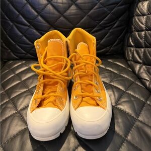 Converse Yellow and White High-Top Sneakers